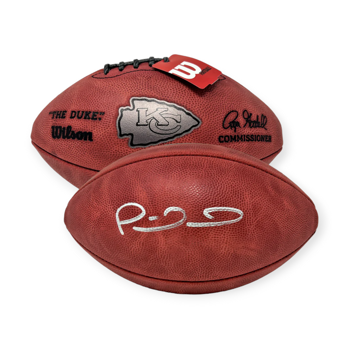 Patrick Mahomes Kansas City Chiefs Autographed Official NFL Duke Metallic Chiefs Logo Football BAS