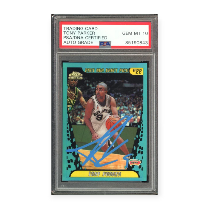 Tony Parker On Card Autographed 2001 Topps Chrome Refractor Rookie PSA 10 Auto Grade