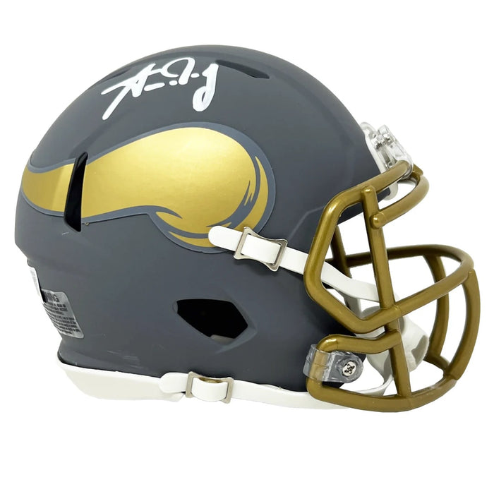 Aaron Jones Minnesota Vikings Autographed Slate Mini Helmet Beckett