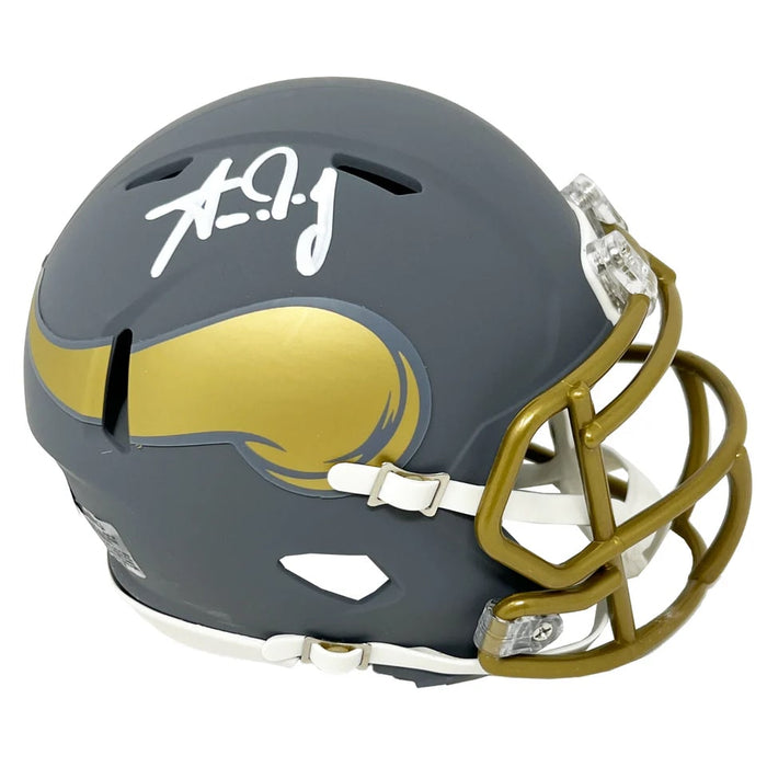 Aaron Jones Minnesota Vikings Autographed Slate Mini Helmet Beckett