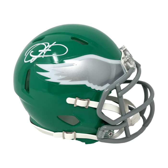 Jalen Hurts Philadelphia Eagles Autographed Kelly Green Alternate Mini Helmet BAS