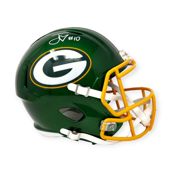 Jordan Love Green Bay Packers Autographed Flash Replica Helmet Beckett