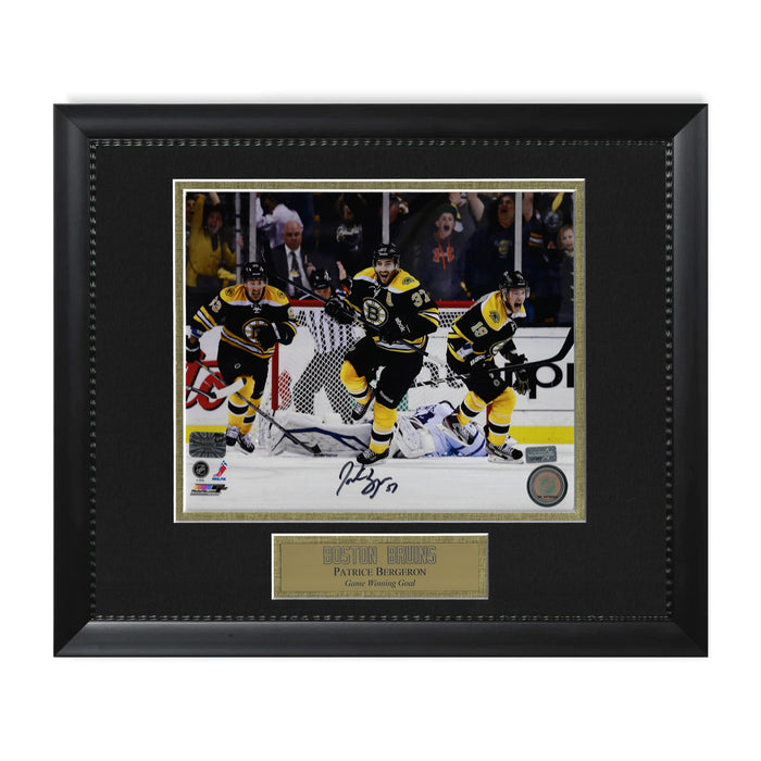 Patrice Bergeron Boston Bruins Autographed 8x10 Photo Framed to 11x14 NEP