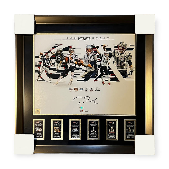 Tom Brady New England Patriots Autographed 16x20 Photo Collage Framed to 23x27 Fanatics