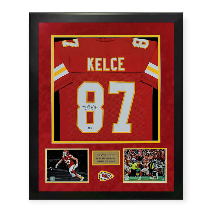 Travis Kelce Kansas City Chiefs Autographed Jersey Framed To 32x40 Beckett