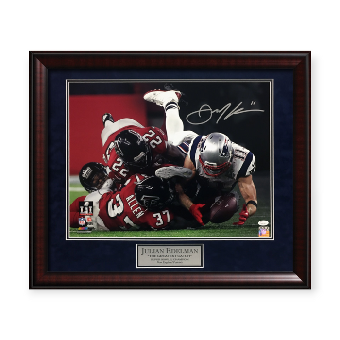 Julian Edelman New England Patriots Autographed 16x20 Photo Framed to 23x27