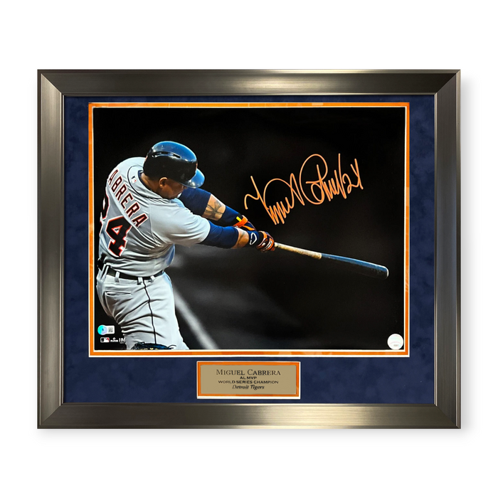 Miguel Cabrera Detroit Tigers Autographed 16x20 Photo Framed to 23x27 BAS