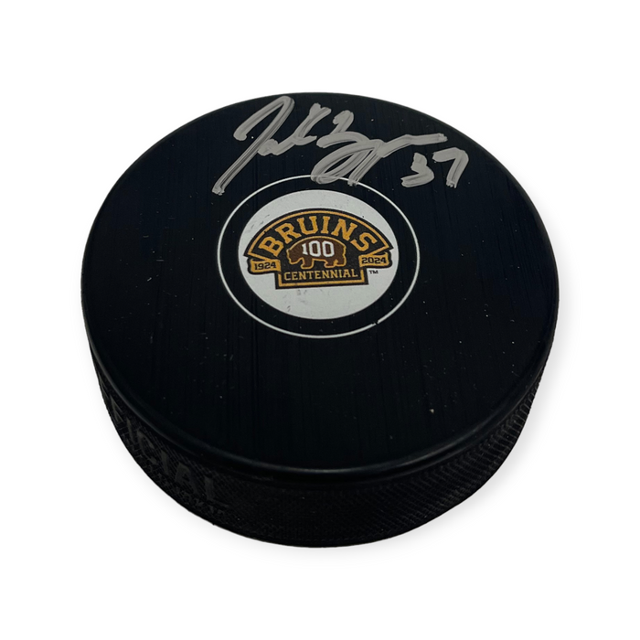 Patrice Bergeron Boston Bruins Autographed 100th Centennial Season Hockey Puck NEP