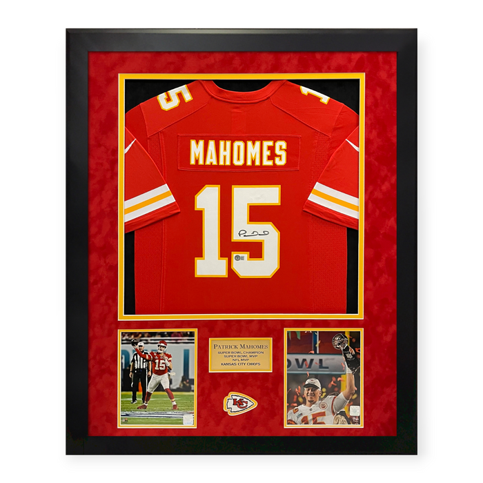 Patrick Mahomes Kansas City Chiefs Autographed Jersey Framed to 32x40 Beckett