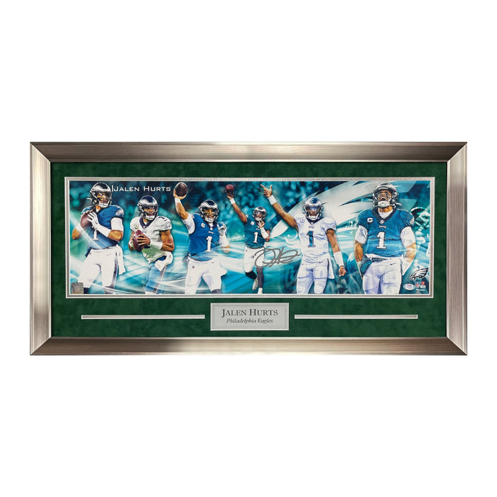Jalen Hurts Philadelphia Eagles Autographed Panoramic Photograph Framed to 35x17 PSA