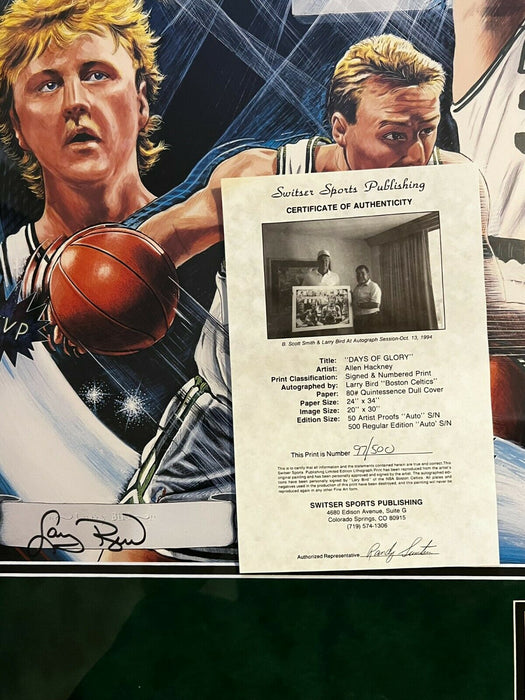 Larry Bird Boston Celtics Autographed LE 20x30 Photo Framed to 24x34 Switzer