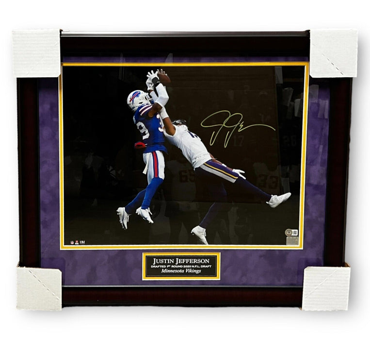 Justin Jefferson Minnesota Vikings Autographed 16x20 Photo Framed to 23x27 BAS