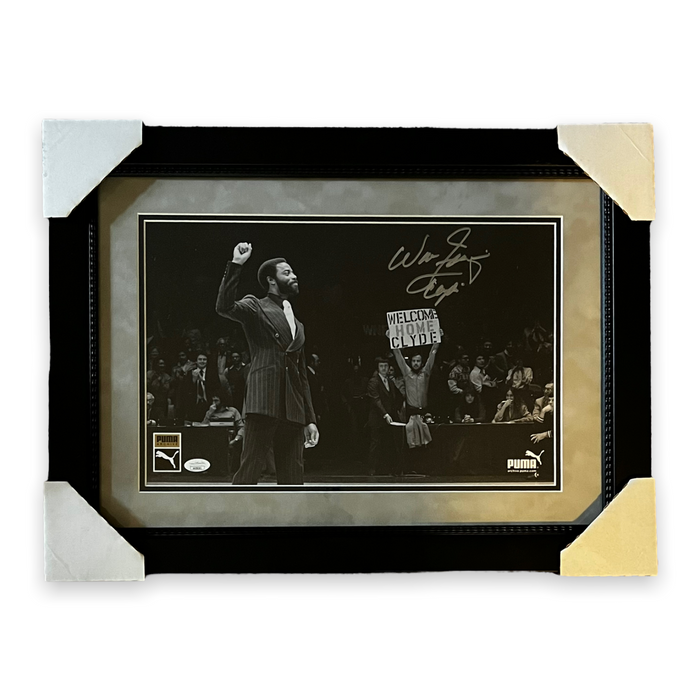 Walt Frazier New York Knicks Autographed Photo Framed to 17x23 JSA