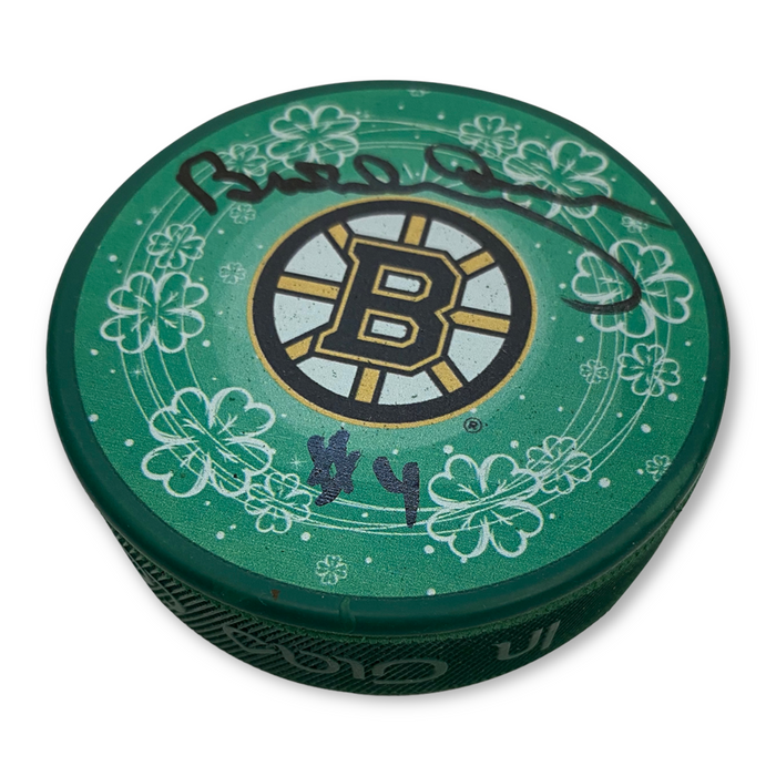 Bobby Orr Boston Bruins Autographed Green Hockey Puck Great North Road