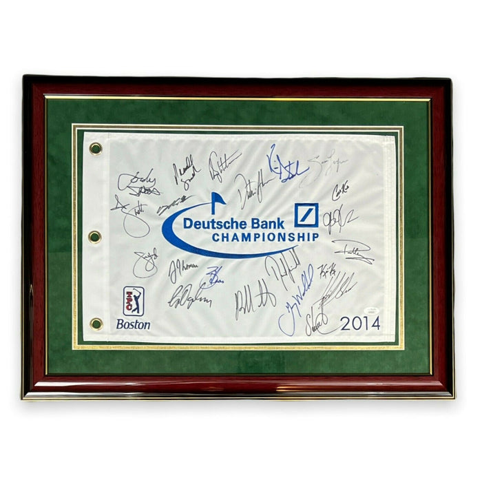 2014 Deutsche Bank Championship Autographed Flag Framed to 27x20 JSA