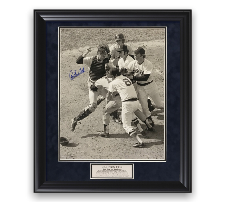 Carlton Fisk Boston Red Sox Autographed 16x20 Photo Framed To 23x27 NEP