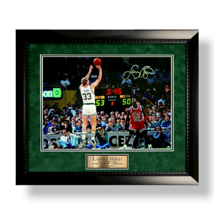 Larry Bird Boston Celtics Autographed 16x20 Photo Framed to 23x27 Bird Holo