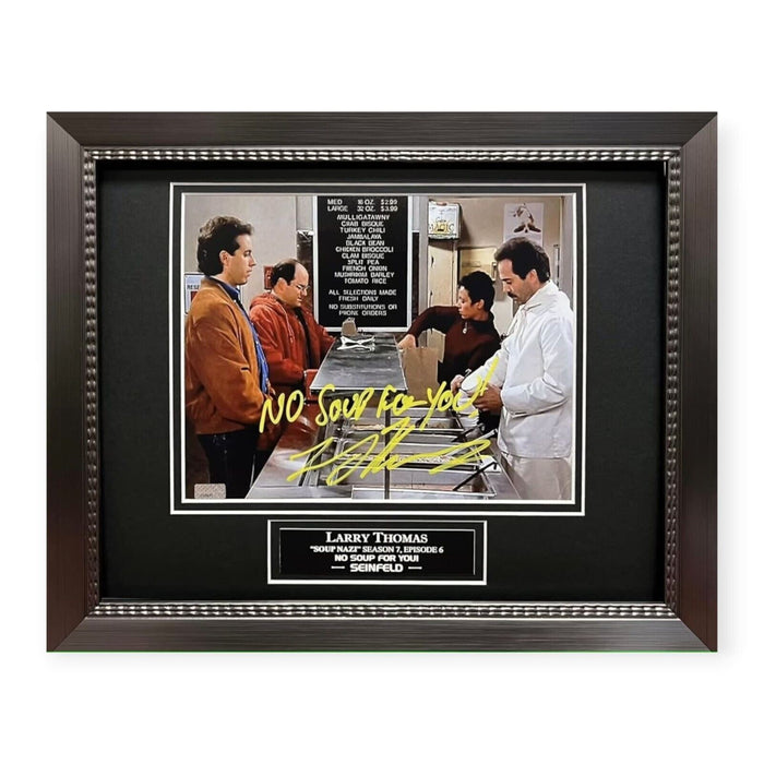 Larry Thomas Autographed Seinfeld 8x10 Photo w/ Inscription Framed to 11x14 JSA