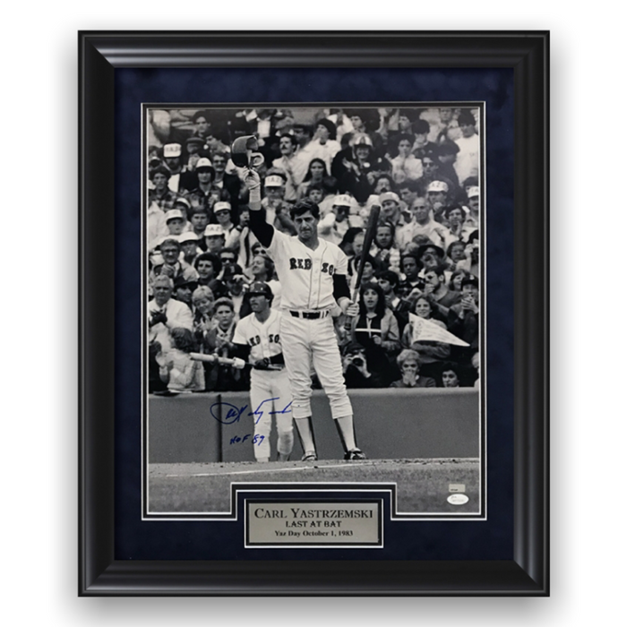 Carl Yastrzemski Boston Red Sox Autographed 16x20 Photo Framed to 23x27 w/ Inscription JSA