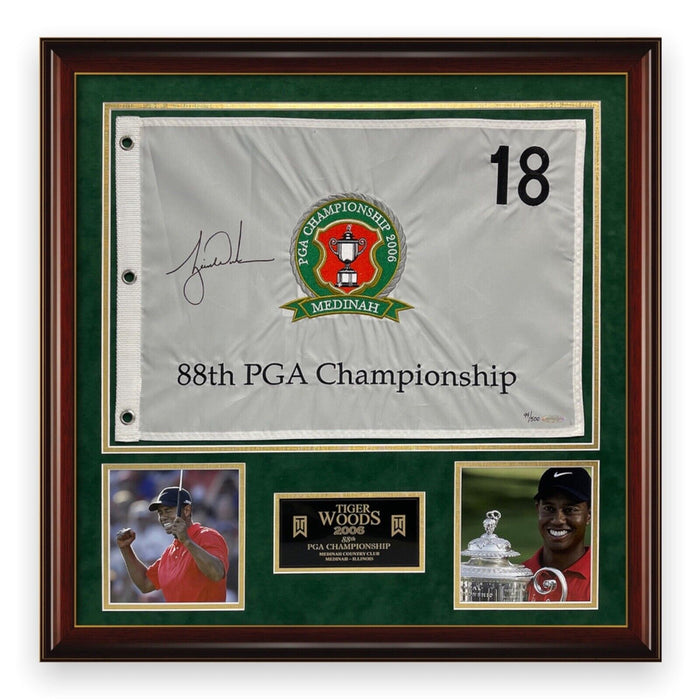 Tiger Woods Autographed 2006 PGA Championship Flag /500 24x24 Upper Deck