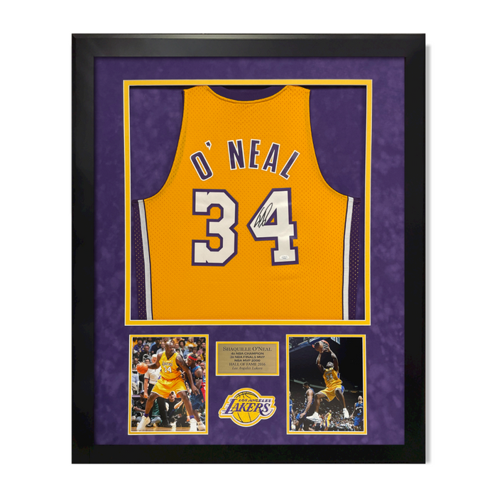 Shaquille O'Neal Los Angeles Lakers Autographed Jersey Framed to 32x40