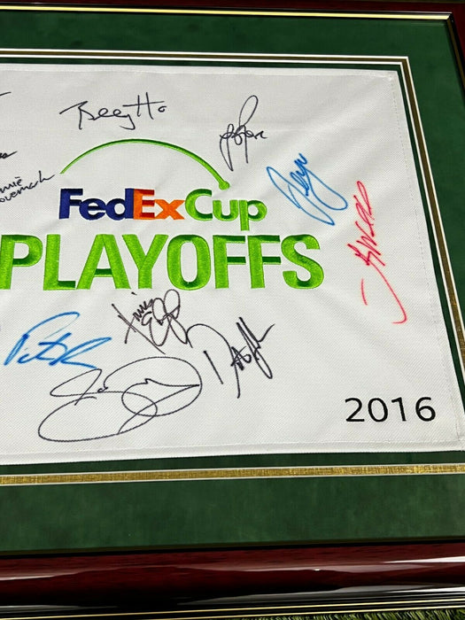 2016 Fedex Cup Playoffs Autographed Autographed Flag Framed to 27x20 JSA