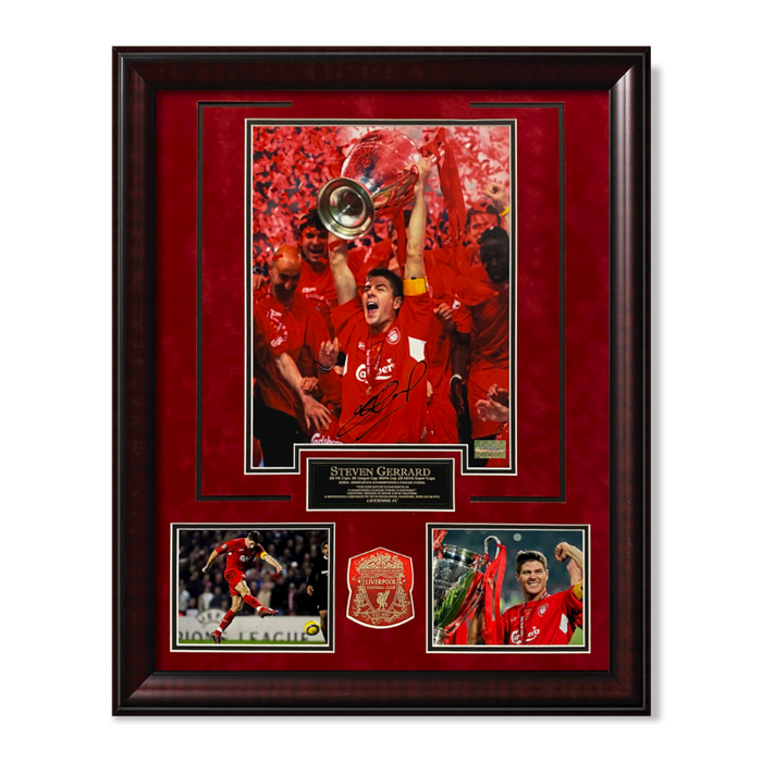 Steven Gerrard Liverpool Autographed Photo Collage Framed to 20x26 Icons