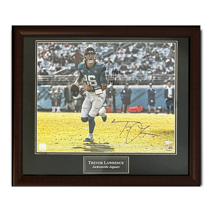 Trevor Lawrence Jacksonville Jaguars Autographed 16x20 Photo Framed to 23x27 Fanatics