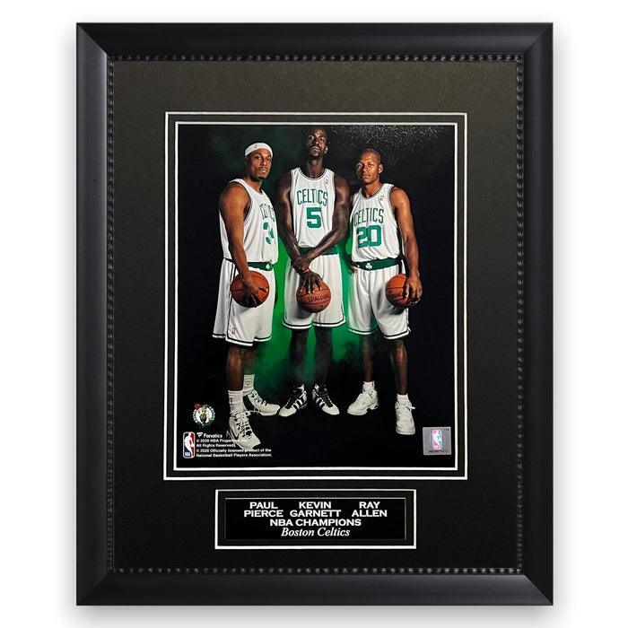 Paul Pierce, Kevin Garnett & Ray Allen Boston Celtics Unsigned Photo Framed to 11x14