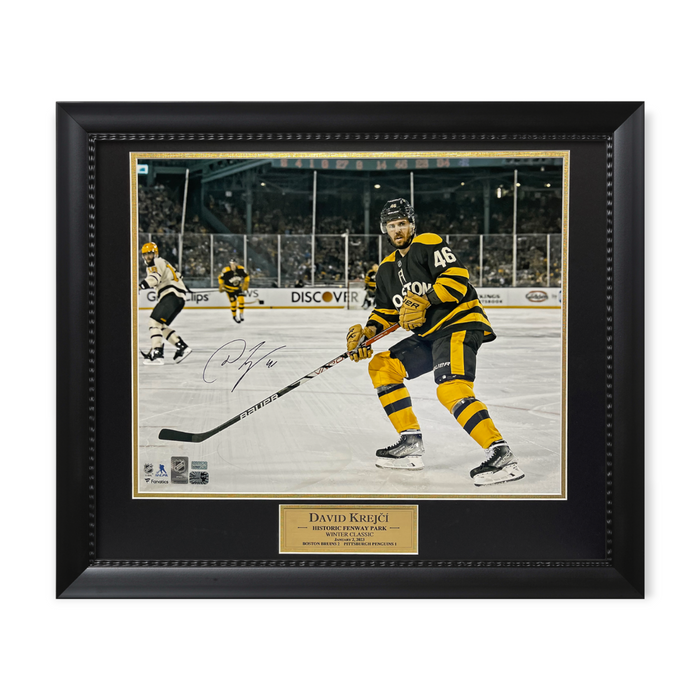 David Krejci Boston Bruins Autographed 16x20 Photo Framed to 23x27 NEP