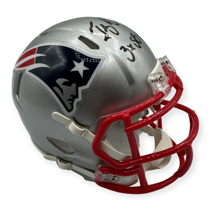 Tedy Bruschi New England Patriots Autographed Mini Helmet w/ Inscription JSA