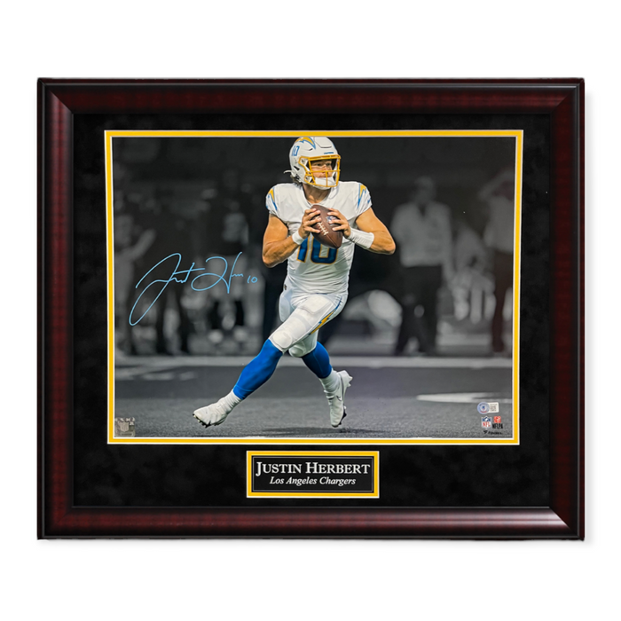 Justin Herbert Los Angeles Chargers Autographed 16x20 Photo Framed To 23x27 BAS