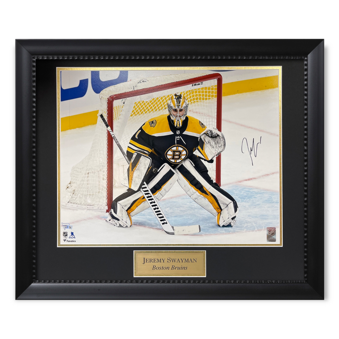 Jeremy Swayman Boston Bruins Autographed 16x20 Photo Framed to 23×27 Fanatics