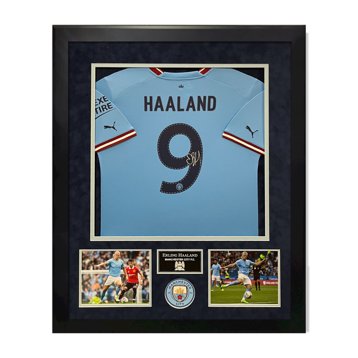 Erling Haaland Manchester City Jersey Autographed Framed to 32x40 Icons