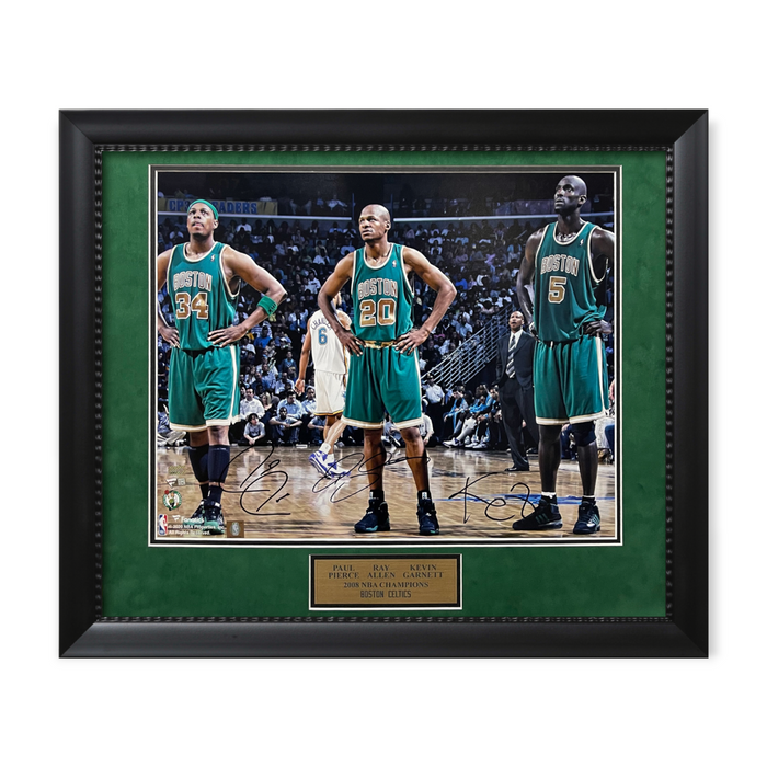 Paul Pierce, Ray Allen & Kevin Garnett Celtics Autographed 16x20 Photograph Framed to 23x27 Fanatics