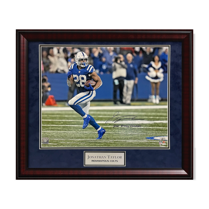 Jonathan Taylor Indianapolis Colts Autographed 16x20 Photo w/ Inscription Framed to 20x24 Fanatics