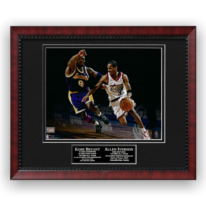Kobe Bryant & Allen Iverson Unsigned Photo Framed to 11x14