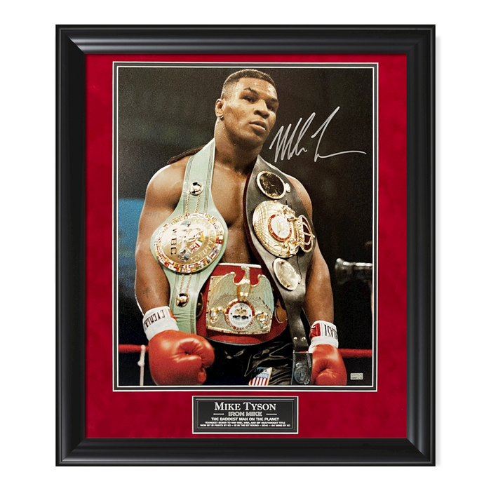 Mike Tyson Autographed 16x20 Photo Framed to 23x27 Fiterman