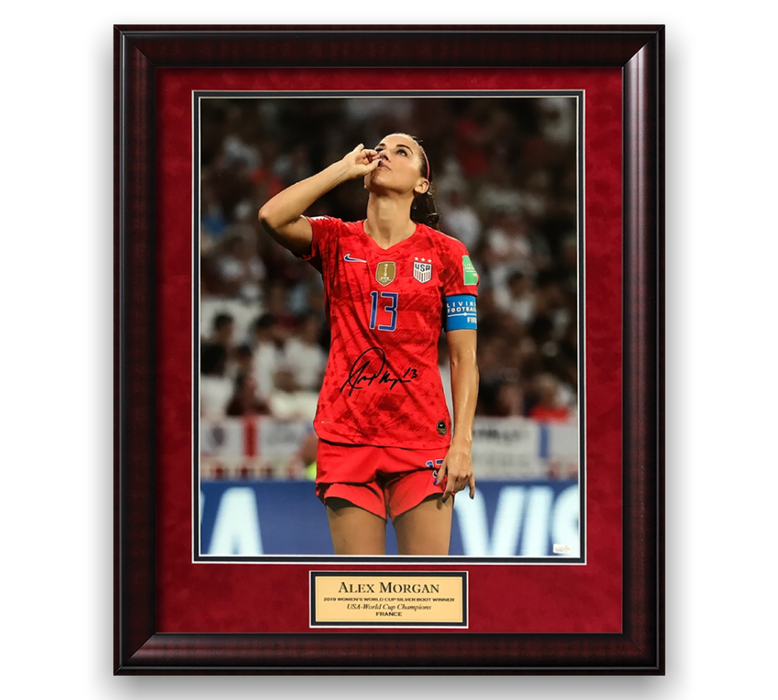 Alex Morgan Autographed 16x20 Photo Framed to 23x27 NEP