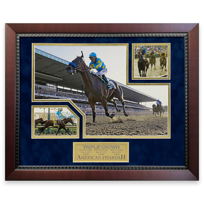 American Pharaoh Unsigned Photo Collage Framed to 16x20
