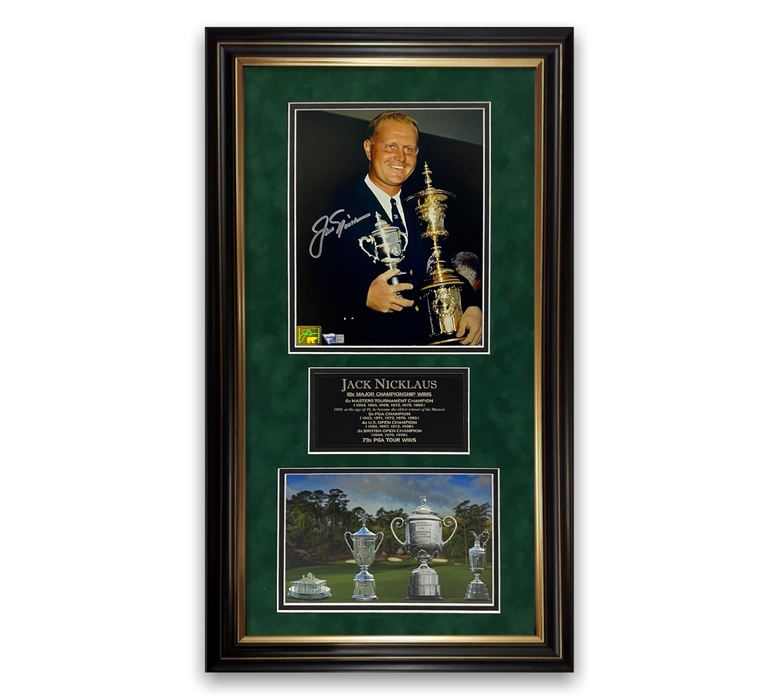 Jack Nicklaus Autographed Photo Collage Framed to 12x24 Fanatics