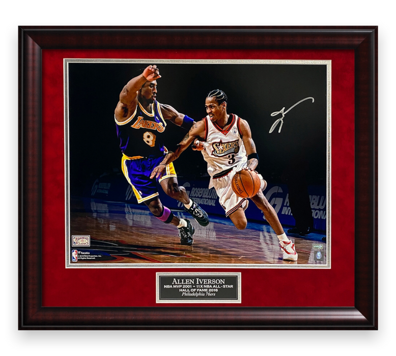 Allen Iverson Philadelphia 76ers Autographed 16x20 Photo Framed to 23x27 NEP