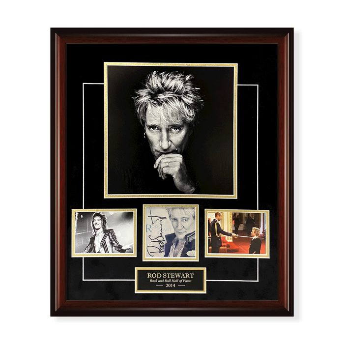 Rod Stewart Autographed CD Cover Collage Framed To 23x27 JSA