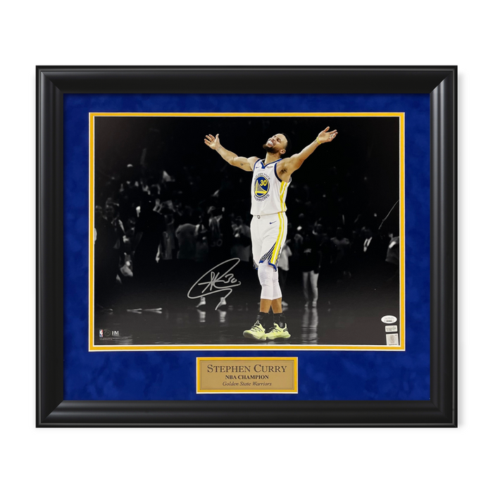 Stephen Curry Golden State Warriors Autographed 16x20 Photo Framed to 23x27 JSA