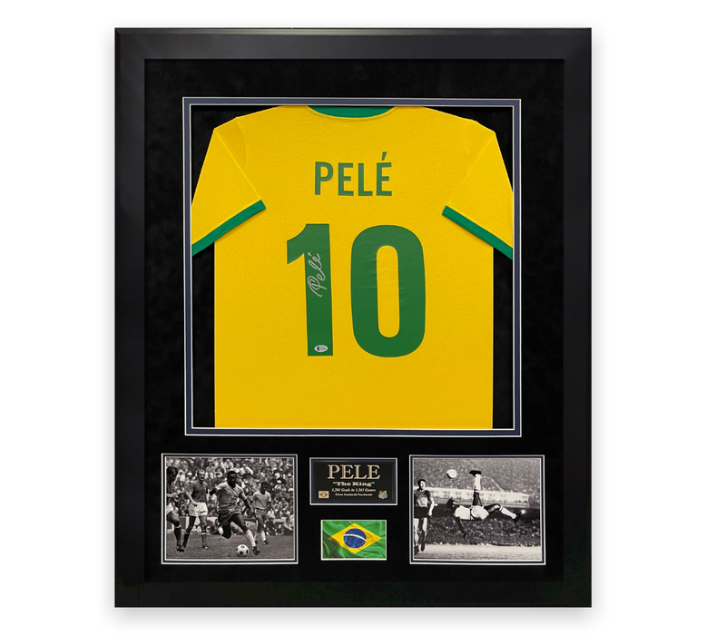 Pelé Brazil Autographed Jersey Framed to 32x40 BAS