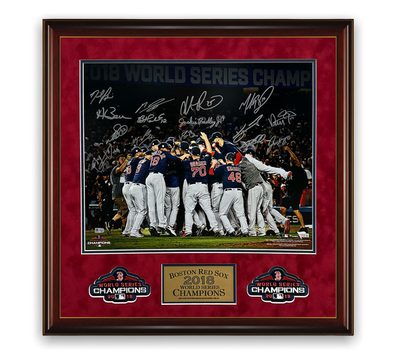 2018 World Series Boston Red Sox Team Autographed Photo Framed To 28x28 Fanatics