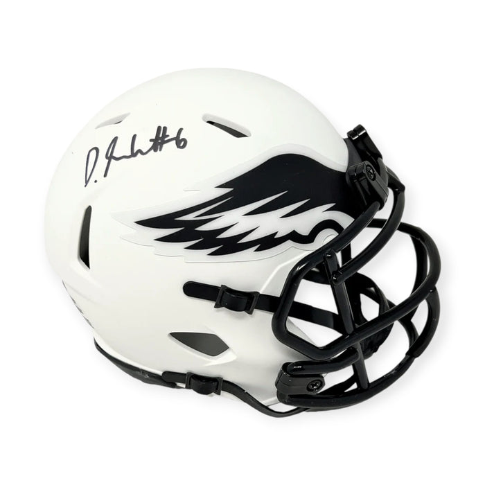 DeVonta Smith Philadelphia Eagles Autographed Riddell Lunar Mini Helmet Beckett