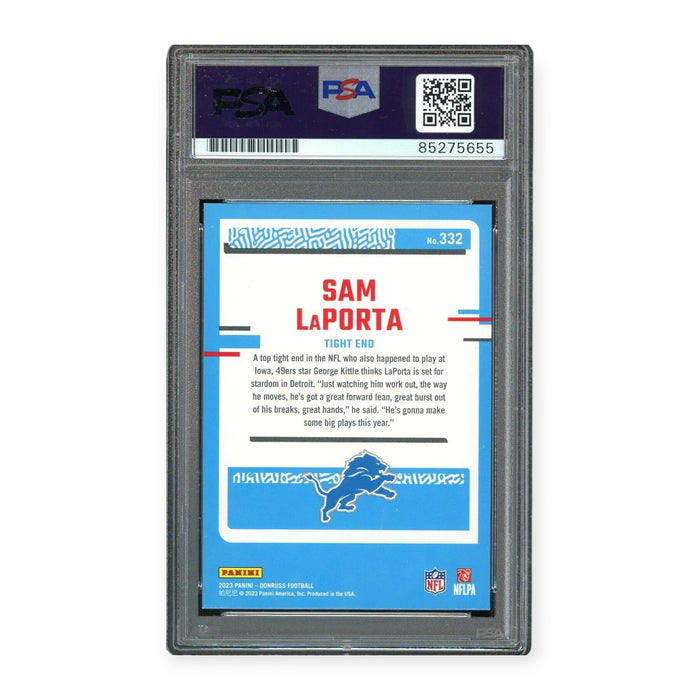 Sam LaPorta On Card Autographed 2023 Donruss Rated Rookie RC PSA 10 Auto Grade