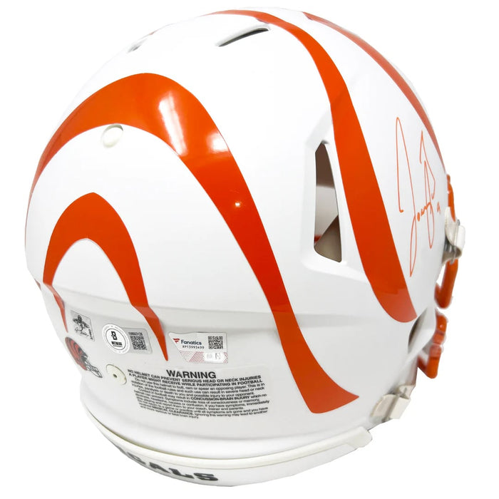 Joe Burrow & Ja'Marr Chase Cincinnati Bengals Autographed Flat White Authentic Helmet Fanatics