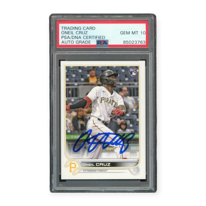 Oneil Cruz On Card Autographed 2022 Topps Rookie RC PSA 10 Auto Grade Gem Mint